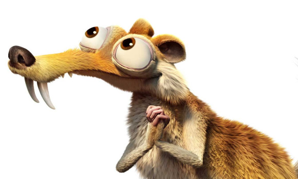 Scrat guckt verliebt. Weil er liebt die Filmspur!