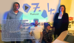 Jonas, Gerrit, Leo und Laura beim Schreiben der Playlist!