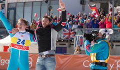 Taron Egerton und Hugh Jackman in Eddie the Eagle